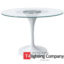 Tulip shape antique aluminum furniture table legs with glass top