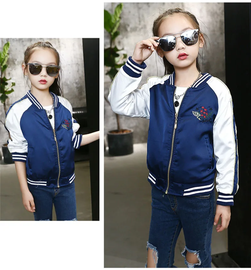 spring embroidered jacket for girls Large kids sports coat baseball clothing (7)