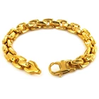 Blue black yellow color plated linked mens stainless steel cable bracelet