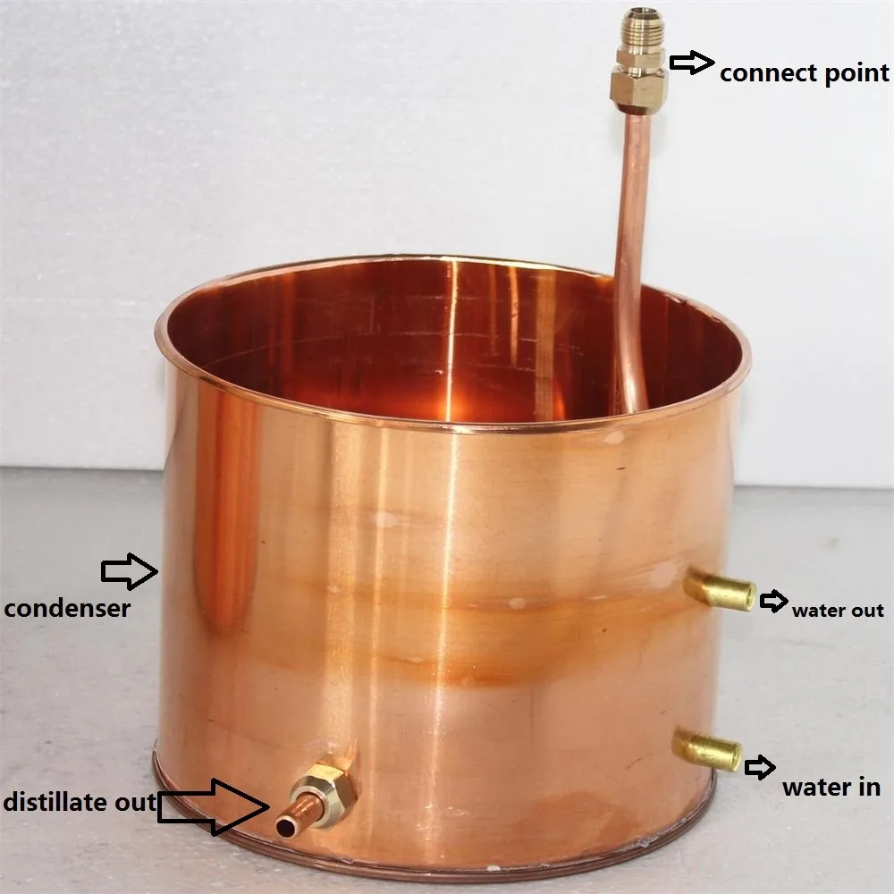 Alcohol Distiller Copper Tub Tri-Bottom Alembic Still For Moonshinewhiskeybrandyvodka Wine