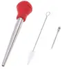 Stainless Steel Turkey Baster Including Marinade Injector Needle And Cleaning Brush Syringe Rubber Bulb With Cleaning Brush