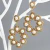 LS-D7743 Amazing Fashion pave crystal pearl beads earring with flower shape