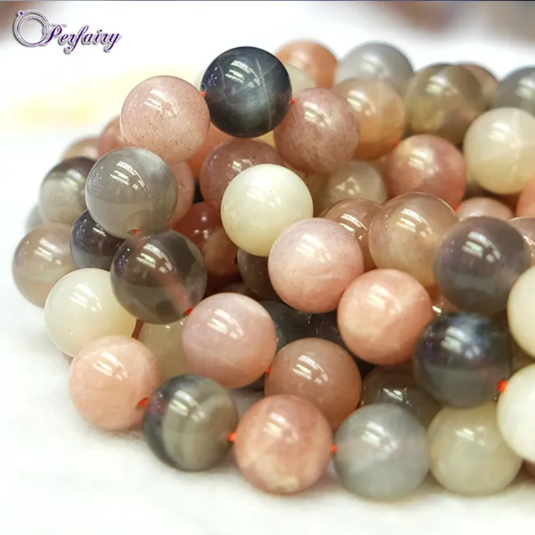 6MM-12MM Sri Lanka Natural Moonstone Round Gemstones Loose Beads 15/"