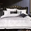 XWLB250 2018 luxury white color jacquard fashional imitated silk bedding set