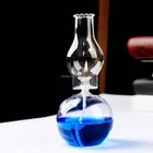 home decoration clear round glass oil lamp with wicks