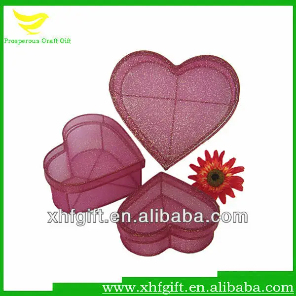 heart shaped wedding favor organza metal box for candy gift