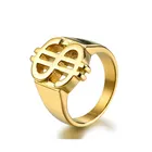 Dollar Sign Shaped Gold Color Stainless Steel Ring Wholesale Jewelry Accessories