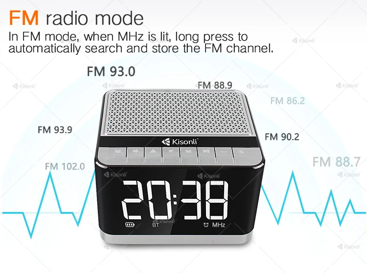 Kisonli G8 Alarm Clock Portable Mini Hands free Speaker Phone With FM Radio & Music Playing & AUX - ANKUX.COM