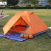 2 person double layers & double doors aluminium pole waterproof build up color orange outdoor lovers camping tent