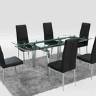 2018 cheap glass top stainless steel leg dinning table DT-222