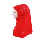 Hight quality solid color muslim lady fashion patch cloth cover lace cotton scarf hijab wholesale