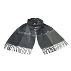 BLUE PHOENIX pure wool herringbone tartan plaid custom fringe winter scarf