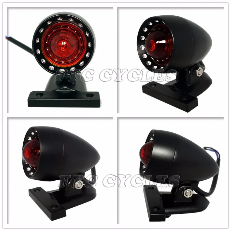 Vintage Custom Red Glass Lens Motorcycle Tail Light for Harley Cruisers