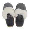 Wholesale wool ladies slippers plush velvet home cotton tow winter fashion warm flat shoes