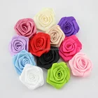Wholesale handmade rose satin ribbon flowers from factory