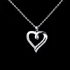 Best Selling White Gold Plated 925 Sterling Silver Solid Heart shape Cubic Zircon Pendant Necklaces for Women