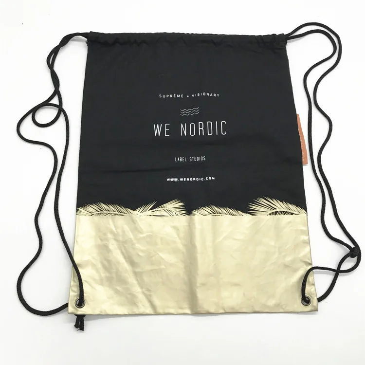 custom waxed travel drawstring tote bag cotton canvas pouch