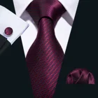Made In China 100% Fashion Woven Stripe Wine Red Blue Mens Silk Tie Set
