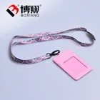 Fashion Id Badge Lanyard Leather badge holder women with 4 Card Slots