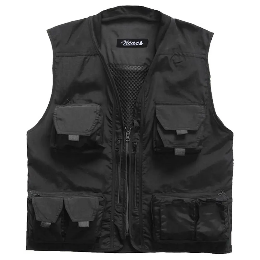 2015 New Arrival Men Quick-Drying Outdoor Multi-pocket Travel Vest Outdoor Photography Knitted Collar Vest 3L