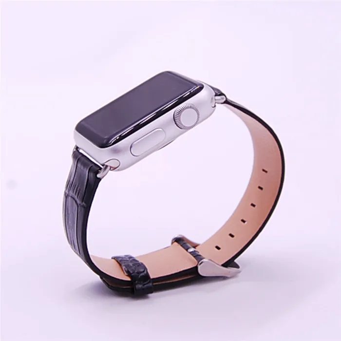 High Quality Embossed Crocodile Alligator for Apple Watch Leather Band OEM ODM_10