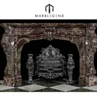 Impressive French Rosso Levanto marble antique fireplace surround natural marble fireplace