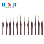 Bristle Paint Brush Set 12pcs Mahogany Miniature Art Natural