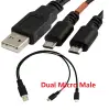 2 Port usb splitter USB 2.0 A Male To 2 Dual USB Micro 5 pin Y Splitter Hub Power Cord Adapter Cable