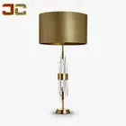 New Style Modern Fabric Steel Crystal glass table lamp for bedroom