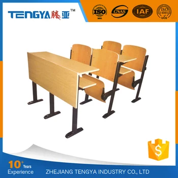 School Furniture Comfortable Wood Lecture Hall Chair With Desk