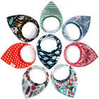 Reusable Washable Cotton Baby Bandana Drool Bibs Burp Cloth Print Arrow Wave Triangle Adjustable Baby Meal Bib Infant Bibs