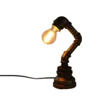Vintage Black Rustic Pipe Wrought Iron Industrial Robot Table Lamp