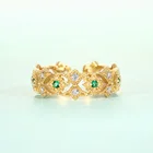 Luxury gold jewelry one of a kind real emerald solid 925 silver eternity ring