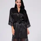 Customized Silk Satin Wedding Bride Bridesmaid Lace Trim Robes