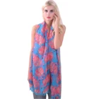 Wholesale long blue pompom flamingo scarf for women