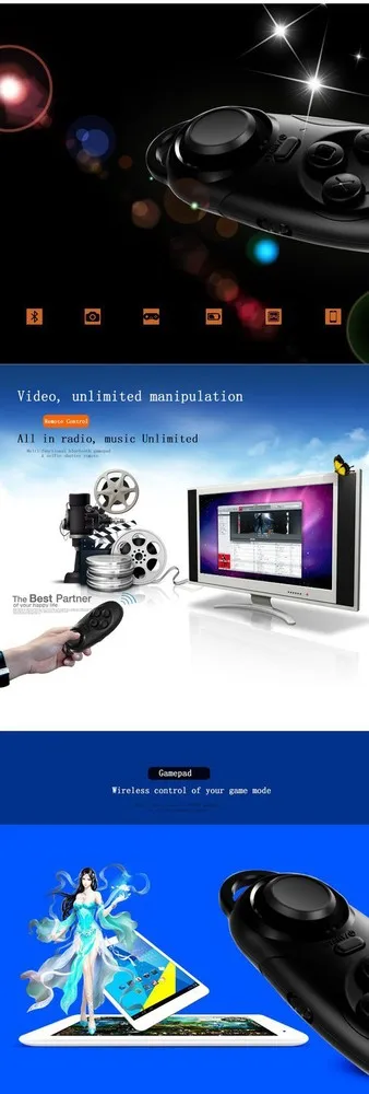 Hot !!! 2016 VR SHINECON Black Headmout 3D Glasses google cardboard + Bluetooth Controller enjoy free shipping