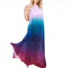 2019 Azamon Best selling Women Pleated Halter Boho Beach Maxi Dress Hanging neck Chiffon Dresses