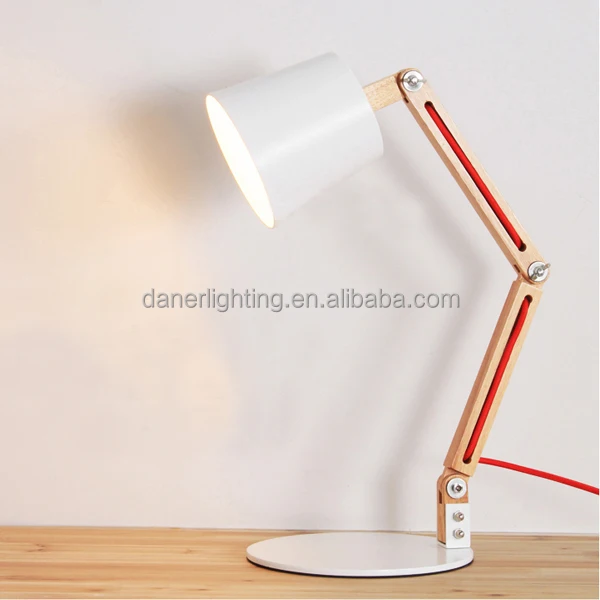 energy saving bulb swing arm reading desk lamp wooden folding