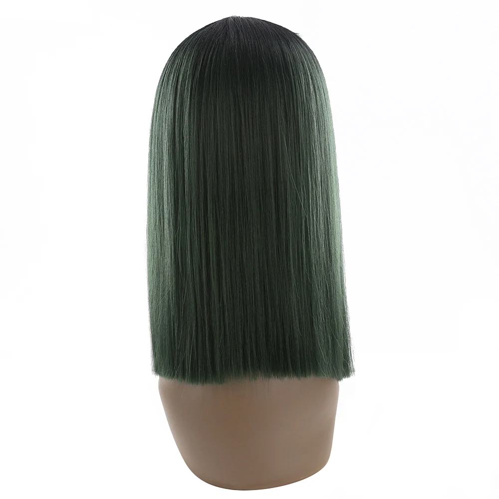Kemy שיער בוב פאות ירוק צבע קצר תספורת כתף-אורך גבוהה טמפרטורת סיבי Ombre סינטטי פאה עבור נשים המפלגה קוספליי