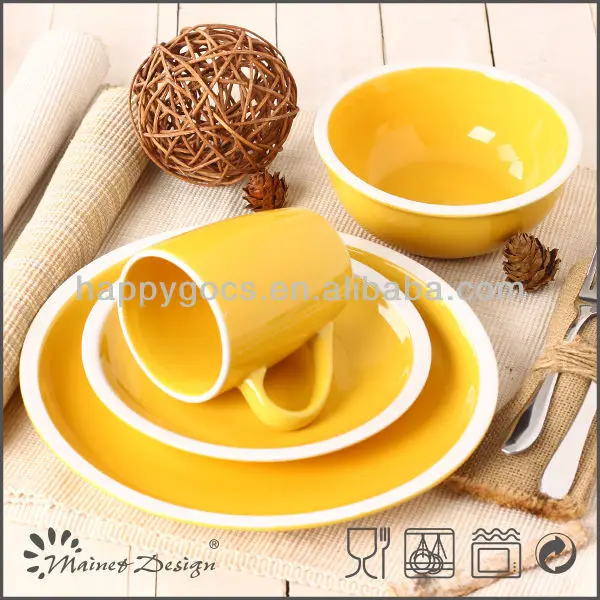 South Africa Dinner Set Stoneware Dinner Set Yellow Color With White