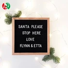Cheap wood frame black background changeable felt letter board