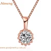 Hot selling rose gold plated zircon necklace studded diamond round pendant necklace