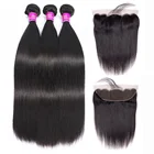 Brazilian Straight Human Hair Weave Bundles With Lace Frontal