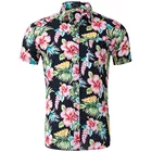 100 cotton floral print fashion men beach shirts brand names for men short sleeve