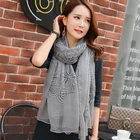 Wholesale Long Large Flower Embroid Jacquard Chiffon Scarf Custom