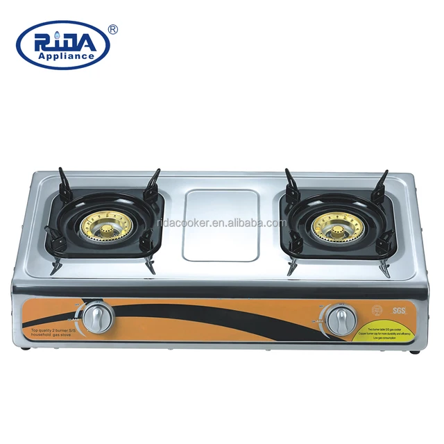 double burner stainless steel ceramic gas cooker