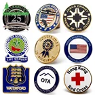 Custom made metal embossed logo hard enamel american lion club lapel pins with back sandblasting