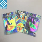 Custom print hologram pouch transparent window Small Ziplock bag plastic holographic bags