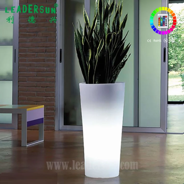 Big Size Waterproof Rgb Light Up Glowing Flower Pot Led Tall