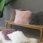 Cheersee solid decorative yellow pink warm shaggy fluffy mongolian fuzzy luminous faux fur throw pillow for sofa